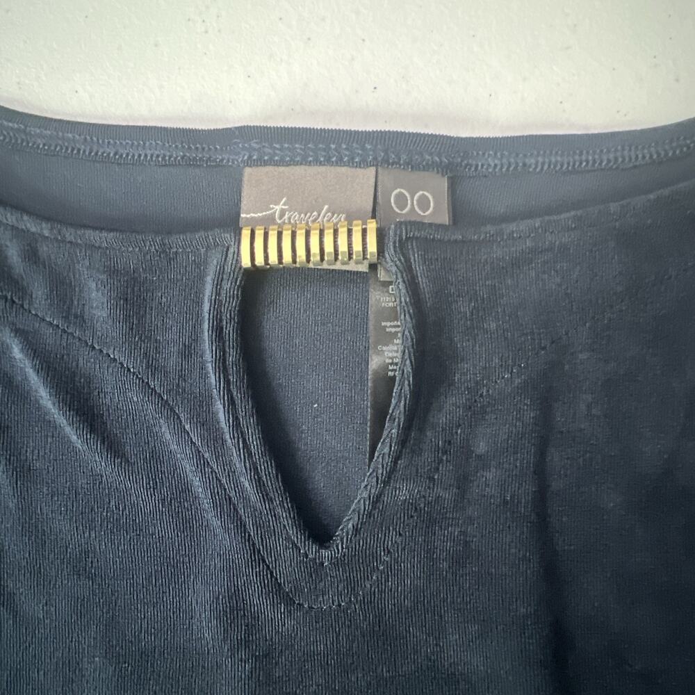 Chico’s size 00 2 XS chicos Zenergy dress knee Knit Traveler Navy open sleeves - Picture 5 of 10